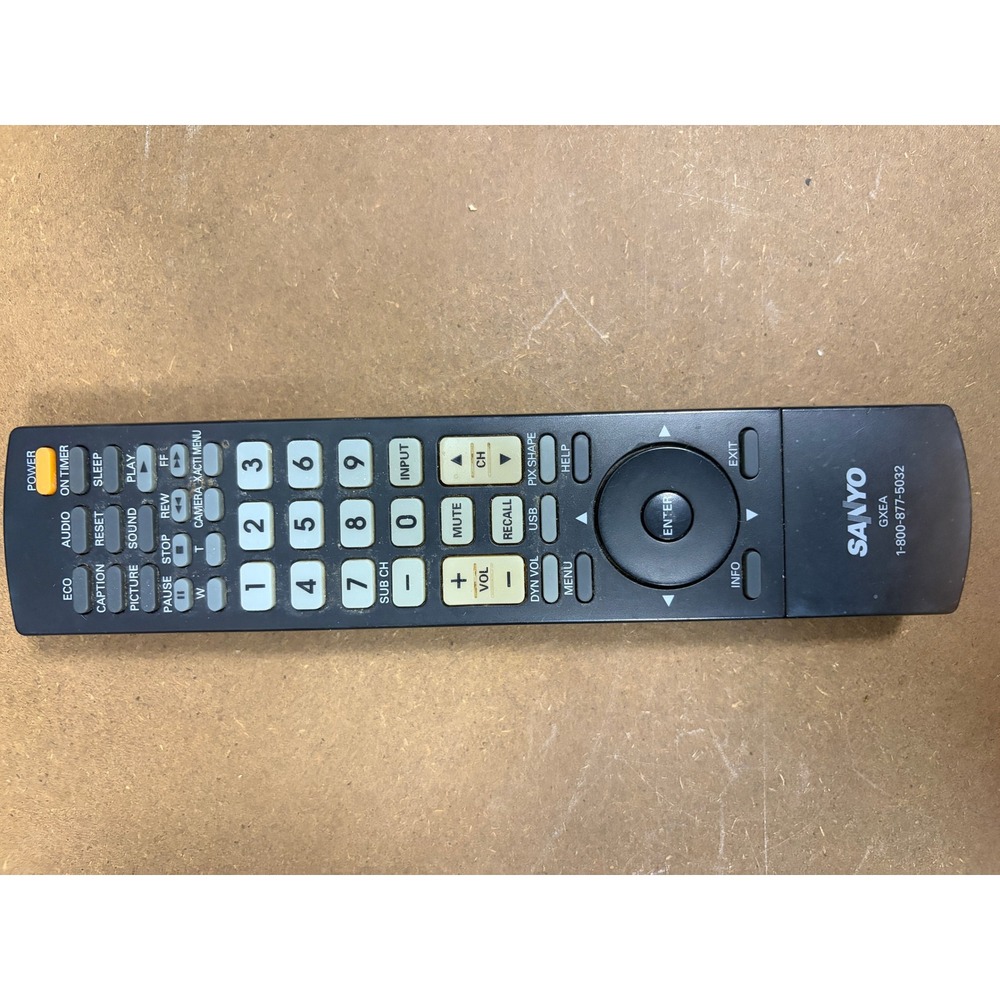 Sanyo GXEA TV Remote Control Black Replacement 1-800-877-5032